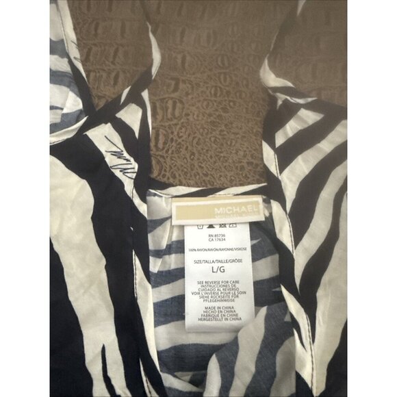 Michael Kors Zebra Print Belted Cover-Up Dress Navy White Size Large NWT - Picture 9 of 11